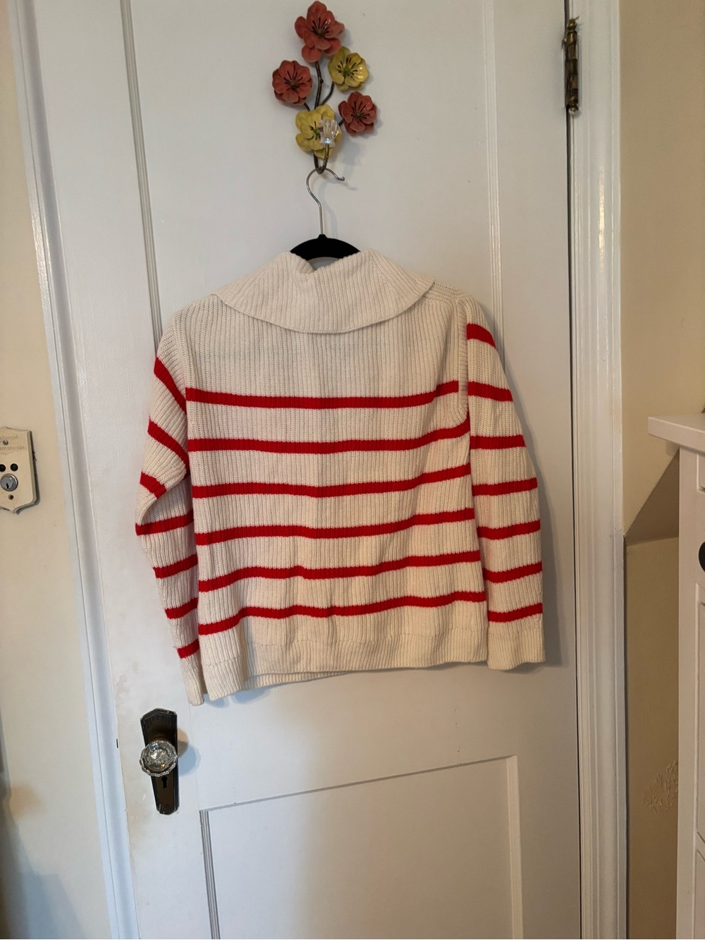 Sezane Tahar Jumper Ecru / Red - Size XXS - Picture 3 of 5